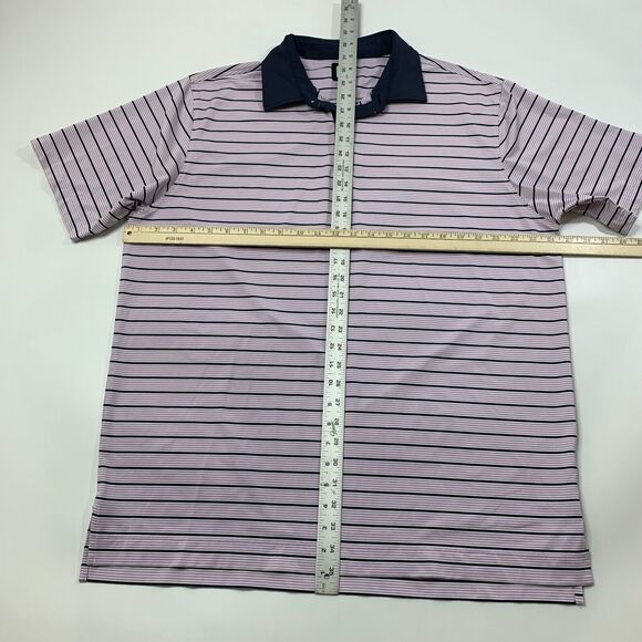 FJ FootJoy Shirt Mens XL Extra Large Thistle Navy Striped Golf Performance Polo - Picture 4 of 9